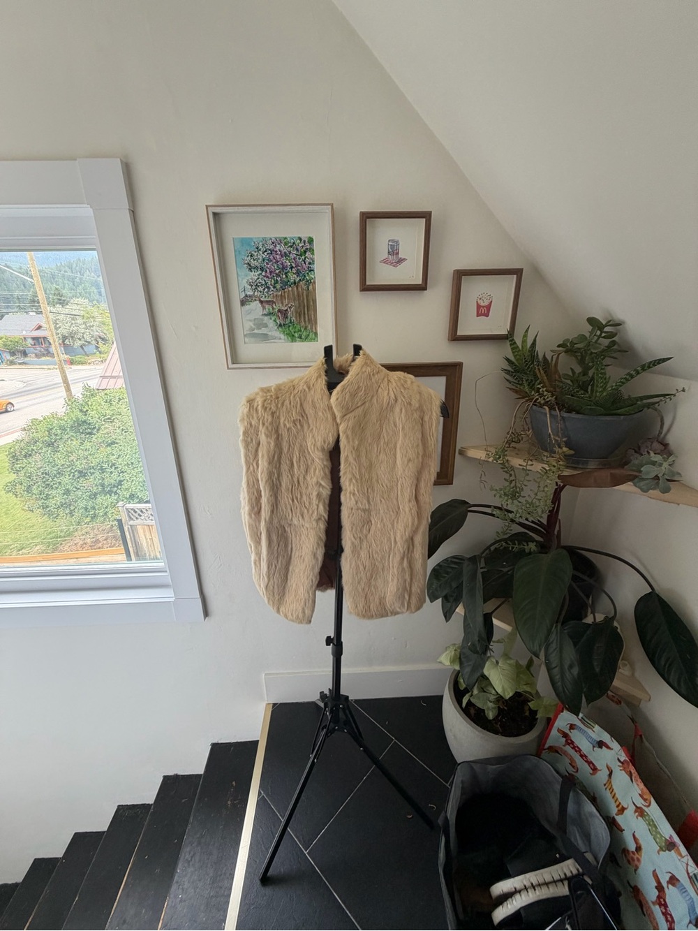 Beige rabbit Fur Vest Women's Jacket